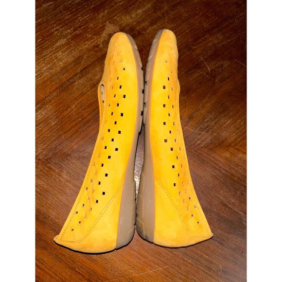 Gabor  Hovercraft  Perforated  Yellow Mango  Suede  Ballet  Flats  7 - Picture 4 of 9